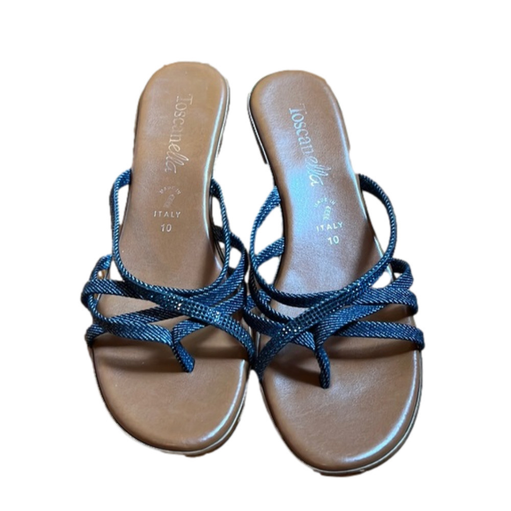 Toscanella Italian Blue Rhinestone Katy Sandals Woman's Size 10